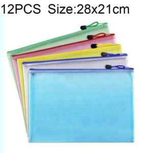 Zipper Plastic Mesh Stationery Bag, Random Color Delivery (B5, Size: 28x21cm) (OEM)