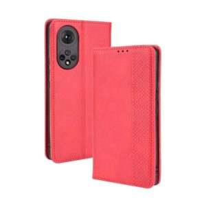 For Honor 50 Magnetic Buckle Retro Crazy Horse Texture Horizontal Flip Leather Case with Holder & Card Slots & Photo Frame(Red) (OEM)