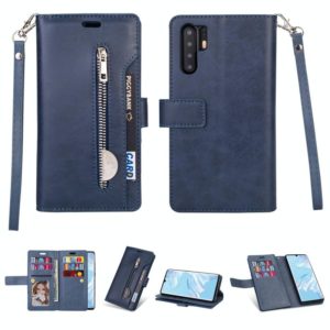 For Huawei P30 Pro Multifunctional Zipper Horizontal Flip Leather Case with Holder & Wallet & 9 Card Slots & Lanyard(Blue) (OEM)