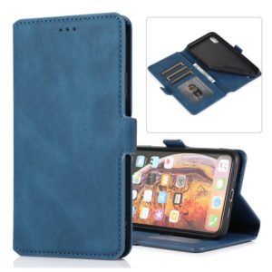 For iPhone X / XS Retro Magnetic Closing Clasp Horizontal Flip Leather Case with Holder & Card Slots & Photo Frame & Wallet(Navy Blue) (OEM)