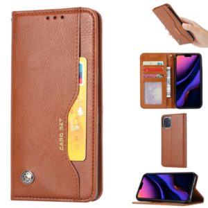 For iPhone 11 Pro Knead Skin Texture Horizontal Flip Leather Case , with Photo Frame & Holder & Card Slots & Wallet(Brown) (OEM)