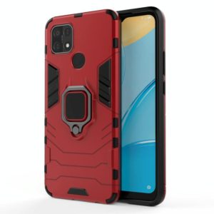 For OPPO A15 PC + TPU Shockproof Protective Case with Magnetic Ring Holder(Red) (OEM)