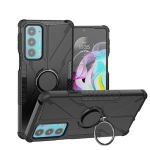 For Motorola Moto Edge 20 Armor Bear Shockproof PC + TPU Protective Phone Case with Ring Holder(Black) (OEM)