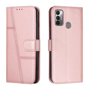 For Tecno Spark 7 / 7T Stitching Calf Texture Buckle Leather Phone Case(Pink) (OEM)