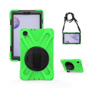 For Samsung Galaxy Tab A 8.4 2020 T307U Shockproof Colorful Silicone + PC Protective Case with Holder & Shoulder Strap & Hand Strap(Green) (OEM)