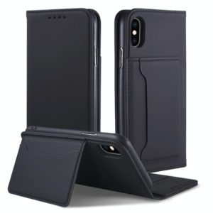 For iPhone XS Max Strong Magnetism Shockproof Horizontal Flip Liquid Feel Leather Case with Holder & Card Slots & Wallet(Black) (OEM)