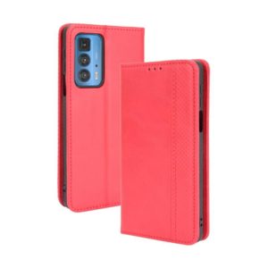 For Motorola Edge 20 Pro / Edge S Pro Magnetic Buckle Retro Crazy Horse Texture Horizontal Flip Leather Case with Holder & Card Slots & Photo Frame(Red) (OEM)