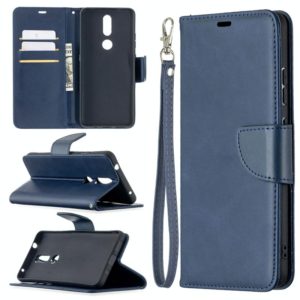 For Nokia 2.4 Retro Lambskin Texture Pure Color Horizontal Flip PU Leather Case with Holder & Card Slots & Wallet & Lanyard(Blue) (OEM)