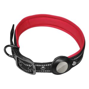 Rust-Proof Thick Belt Buckle Dog Tracking Positioning Neck Ring For AirTag, Size: L(Red) (null) (OEM)