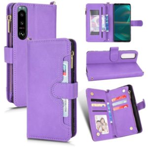 For Sony Xperia 5 III Litchi Texture Zipper Leather Phone Case(Purple) (OEM)