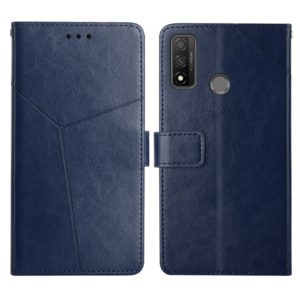 For Huawei P Smart 2020 Y Stitching Horizontal Flip Leather Phone Case with Holder & Card Slots & Wallet & Photo Frame(Blue) (OEM)