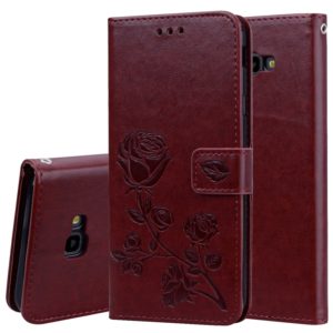 Rose Embossed Horizontal Flip PU Leather Case for Samsung Galaxy J4 Plus, with Holder & Card Slots & Wallet (Brown) (OEM)