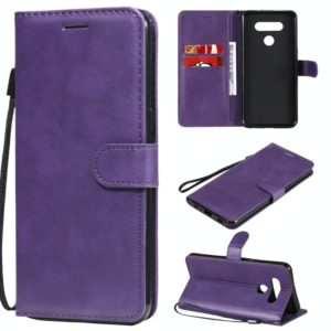 For LG K51 Solid Color Horizontal Flip Protective Leather Case with Holder & Card Slots & Wallet & Photo Frame & Lanyard(Purple) (OEM)