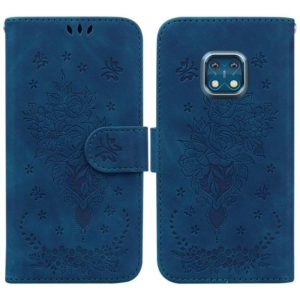 For Nokia XR20 Butterfly Rose Embossed Leather Phone Case(Blue) (OEM)