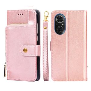 For Honor 50 SE Zipper Bag PU + TPU Horizontal Flip Leather Phone Case(Rose Gold) (OEM)
