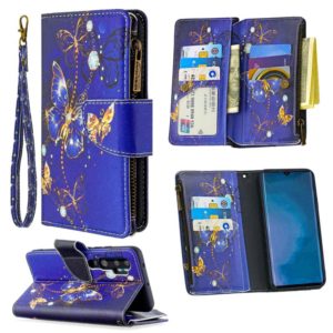 For Xiaomi Mi CC9 Pro / Note 10 Colored Drawing Pattern Zipper Horizontal Flip Leather Case with Holder & Card Slots & Wallet(Purple Butterfly) (OEM)