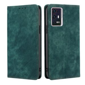 For ZTE Axon 30 Pro RFID Anti-theft Brush Magnetic Leather Phone Case(Green) (OEM)