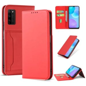 For Huawei Honor 30 Lite Strong Magnetism Liquid Feel Horizontal Flip Leather Case with Holder & Card Slots & Wallet(Red) (OEM)