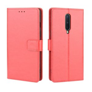 For OnePlus 8 Retro Crazy Horse Texture Horizontal Flip Leather Case , with Holder & Card Slots & Photo Frame(Red) (OEM)