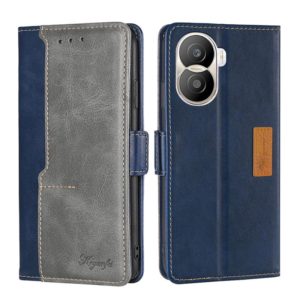 For Honor X40i Contrast Color Side Buckle Leather Phone Case(Blue + Grey) (OEM)