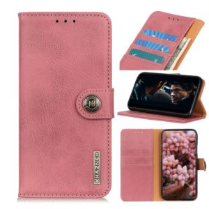 For Xiaomi Redmi Note 10 4G / Note 10S KHAZNEH Cowhide Texture Horizontal Flip Leather Case with Holder & Card Slots & Wallet(Pink) (OEM)