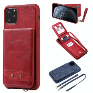 For iPhone 11 Pro Max Vertical Flip Shockproof Leather Protective Case with Long Rope, Support Card Slots & Bracket & Photo Holder & Wallet Function(Red) (OEM)