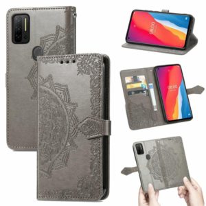For Ulefone Note 11 Plus Mandala Flower Embossed Horizontal Flip Leather Case with Bracket / Card Slot / Wallet / Lanyard(Grey) (OEM)