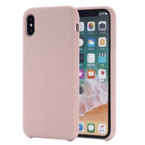 For iPhone XS Max Four Corners Full Coverage Liquid Silicone Protective Case Back Cover (Light Pink) (OEM)