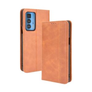 For Motorola Edge 20 Pro / Edge S Pro Magnetic Buckle Retro Crazy Horse Texture Horizontal Flip Leather Case with Holder & Card Slots & Photo Frame(Brown) (OEM)