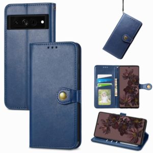For Google Pixel 7 5G Retro Solid Color Buckle Leather Phone Case(Blue) (OEM)