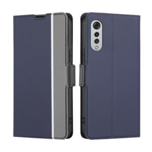 For LG Velvet Twill Texture Side Button Leather Phone Case(Blue) (OEM)