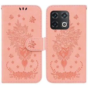 For OnePlus 10 Pro 5G Butterfly Rose Embossed Leather Phone Case(Pink) (OEM)
