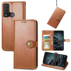 For TCL 20 XE Solid Color Leather Buckle Phone Case(Brown) (OEM)