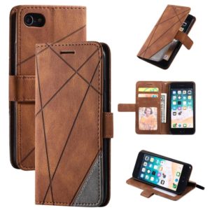 For iPhone SE 2022 / SE 2020 / 8 / 7 Skin Feel Splicing Horizontal Flip Leather Case with Holder & Card Slots & Wallet & Photo Frame(Brown) (OEM)