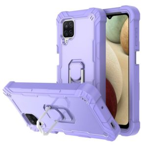 For Samsung Galaxy A12 5G PC + Rubber 3-layers Shockproof Protective Case with Rotating Holder(Purple) (OEM)