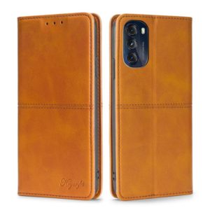 For Motorola Moto G 5G 2022 Cow Texture Magnetic Horizontal Flip Leather Phone Case(Light Brown) (OEM)