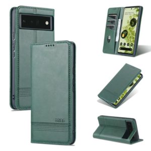 For Google Pixel 6 AZNS Magnetic Calf Texture Horizontal Flip Phone Leather Case(Dark Green) (AZNS) (OEM)