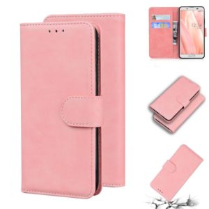 For Sharp Aquos Sense 3 / Sense3 Lite / Sense3 Basic & SHV45 Skin Feel Pure Color Leather Phone Case(Pink) (OEM)