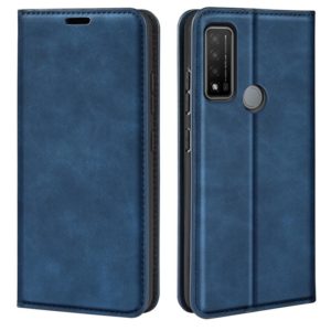 For TCL 20 R 5G Retro-skin Business Magnetic Suction Phone Leather Case with Holder & Card Slots & Wallet(Dark Blue) (OEM)