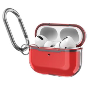 DDEHY668 Electroplated Transparent Silicone + PC Protective Cover For AirPods Pro(Transparent Red + Black) (OEM)