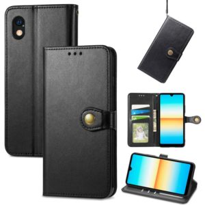 For Sony Xperia Ace III Retro Solid Color Buckle Leather Phone Case(Black) (OEM)