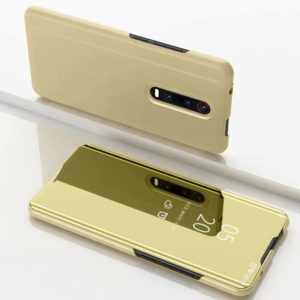 For OnePlus 8 Plated Mirror Horizontal Flip Leather Case with Holder(Gold) (OEM)