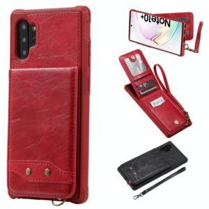 For Galaxy Note 10+ Vertical Flip Shockproof Leather Protective Case with Short Rope, Support Card Slots & Bracket & Photo Holder & Wallet Function(Red) (OEM)