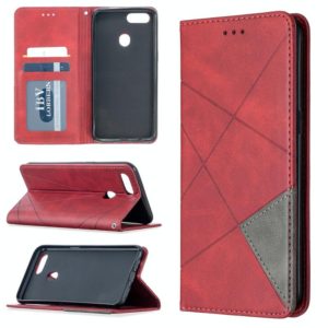 For OPPO A5 Prismatic Invisible Magnetic Horizontal Flip Leather Case with Holder & Card Slots & Photo Frame(Red) (OEM)