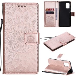 For OnePlus 8T Sun Embossing Pattern Horizontal Flip Leather Case with Card Slot & Holder & Wallet & Lanyard(Rose Gold) (OEM)