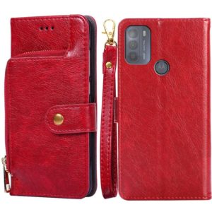 For Motorola Moto G50 Zipper Bag PU + TPU Horizontal Flip Leather Case with Holder & Card Slot & Wallet & Lanyard(Red) (OEM)