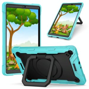 For Samsung Galaxy Tab A10.1 (2019) T510 Contrast Color Shockproof Robot Silicone + PC Case with Wristband Holder(Mint Green + Black) (OEM)