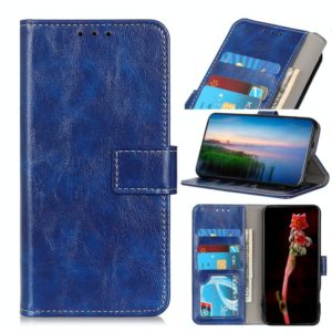 For Motorola Edge (2021) Retro Crazy Horse Texture Horizontal Flip Leather Case with Holder & Card Slots & Photo Frame & Wallet(Blue) (OEM)