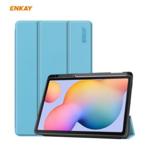 For Samsung Galaxy Tab S6 Lite P610 / P615 / Tab S6 Lite 2022 / P613 / P619 ENKAY Leather Smart Tablet Case with Pen Slot(Light Blue) (ENKAY) (OEM)