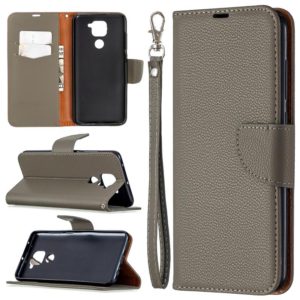 For Xiaomi Redmi Note 9 Litchi Texture Pure Color Horizontal Flip Leather Case with Holder & Card Slots & Wallet & Lanyard(Grey) (OEM)